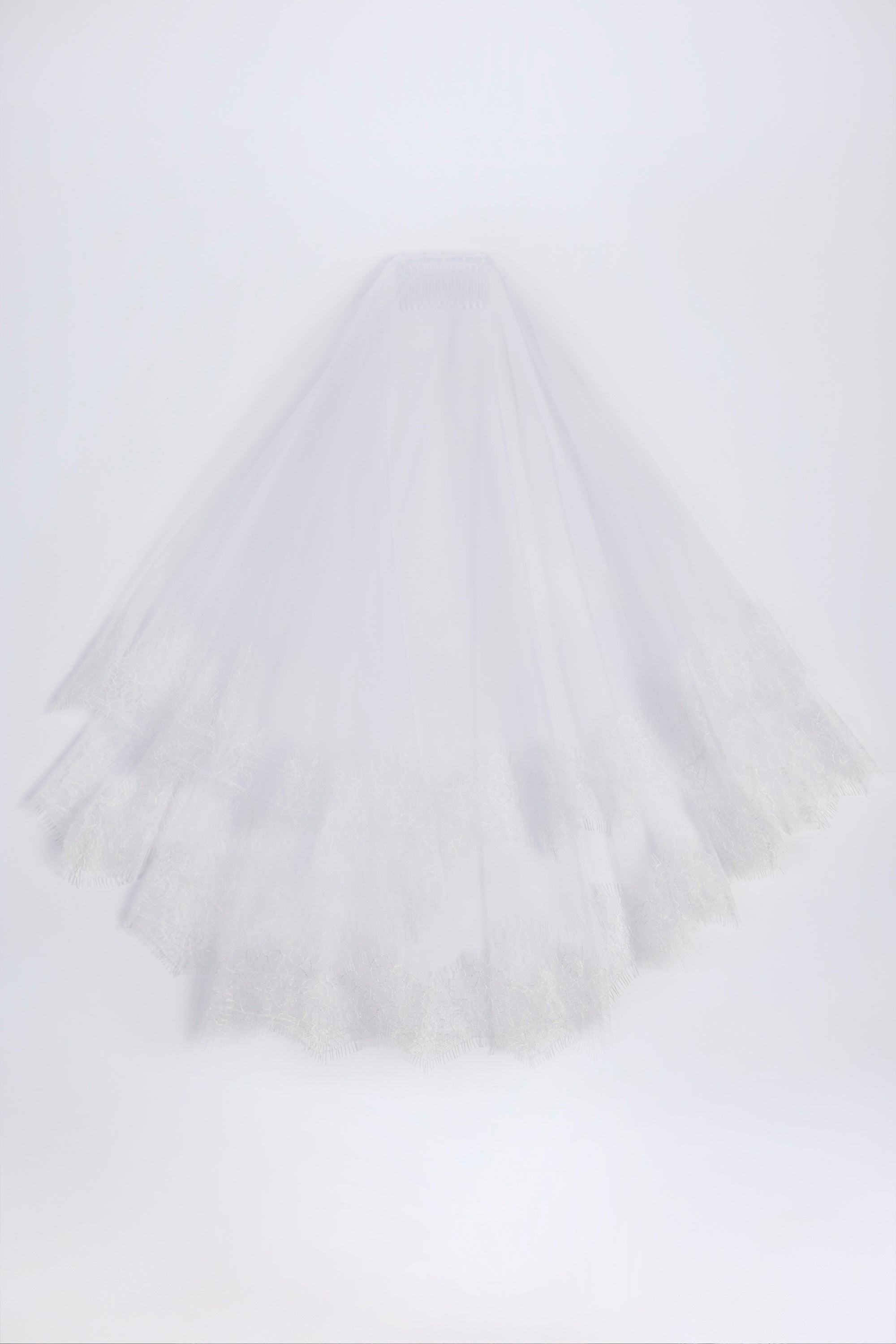 Lace-Trim Veil in White
