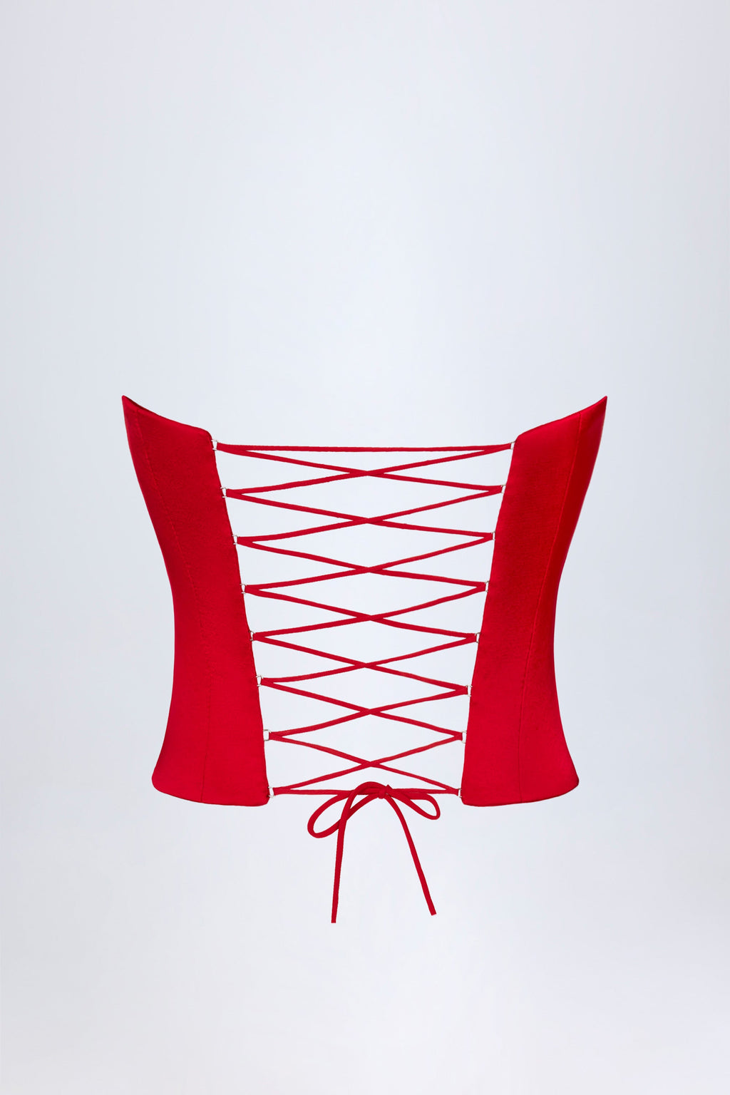 Curved Lace-Up Corset Top in Fire Red