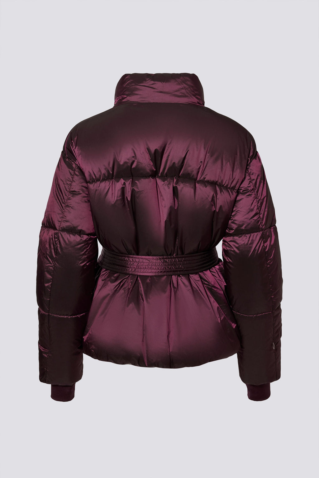 Waterproof Belted Oversized Ski Jacket in Burgundy
