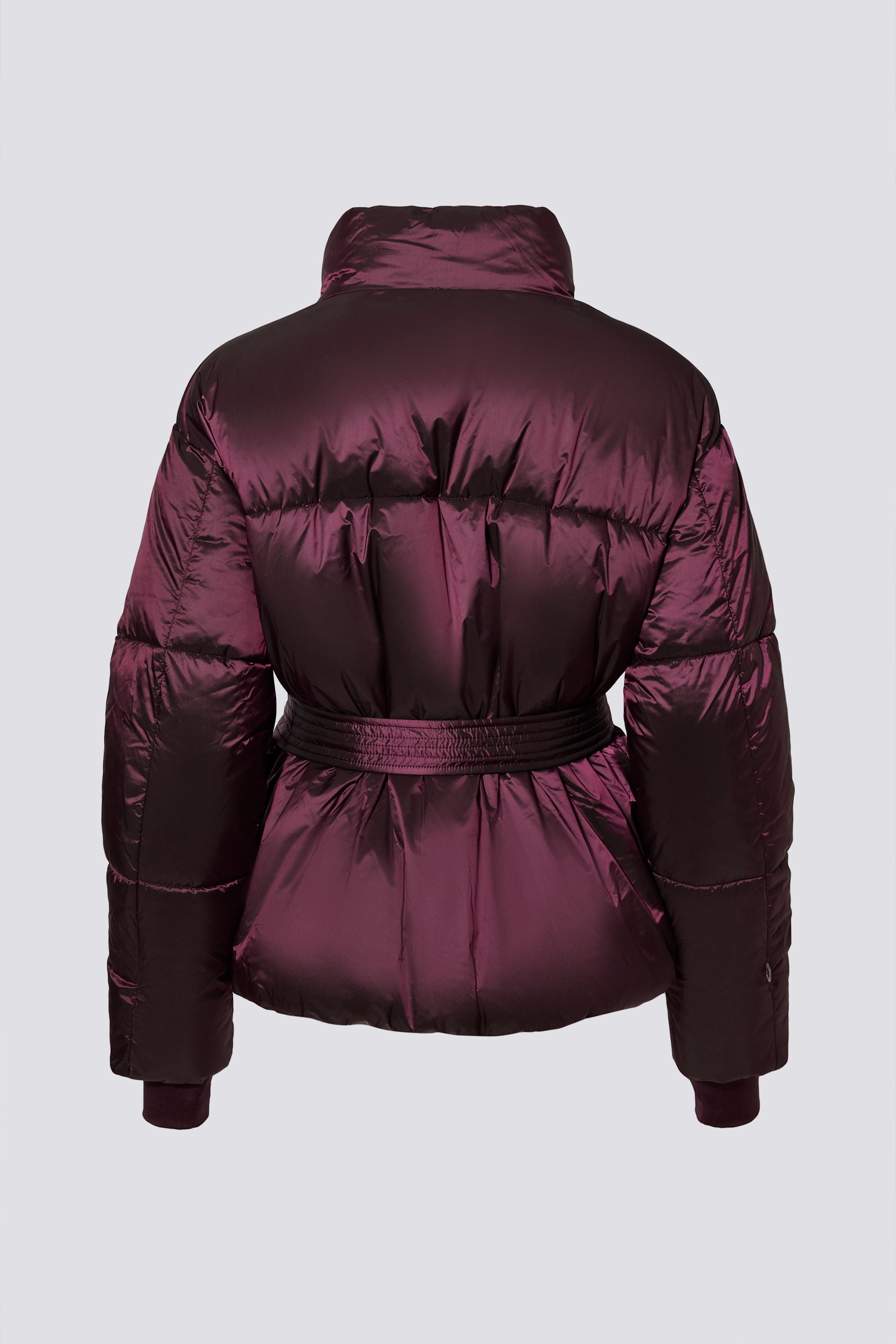 Waterproof Belted Oversized Ski Jacket in Burgundy