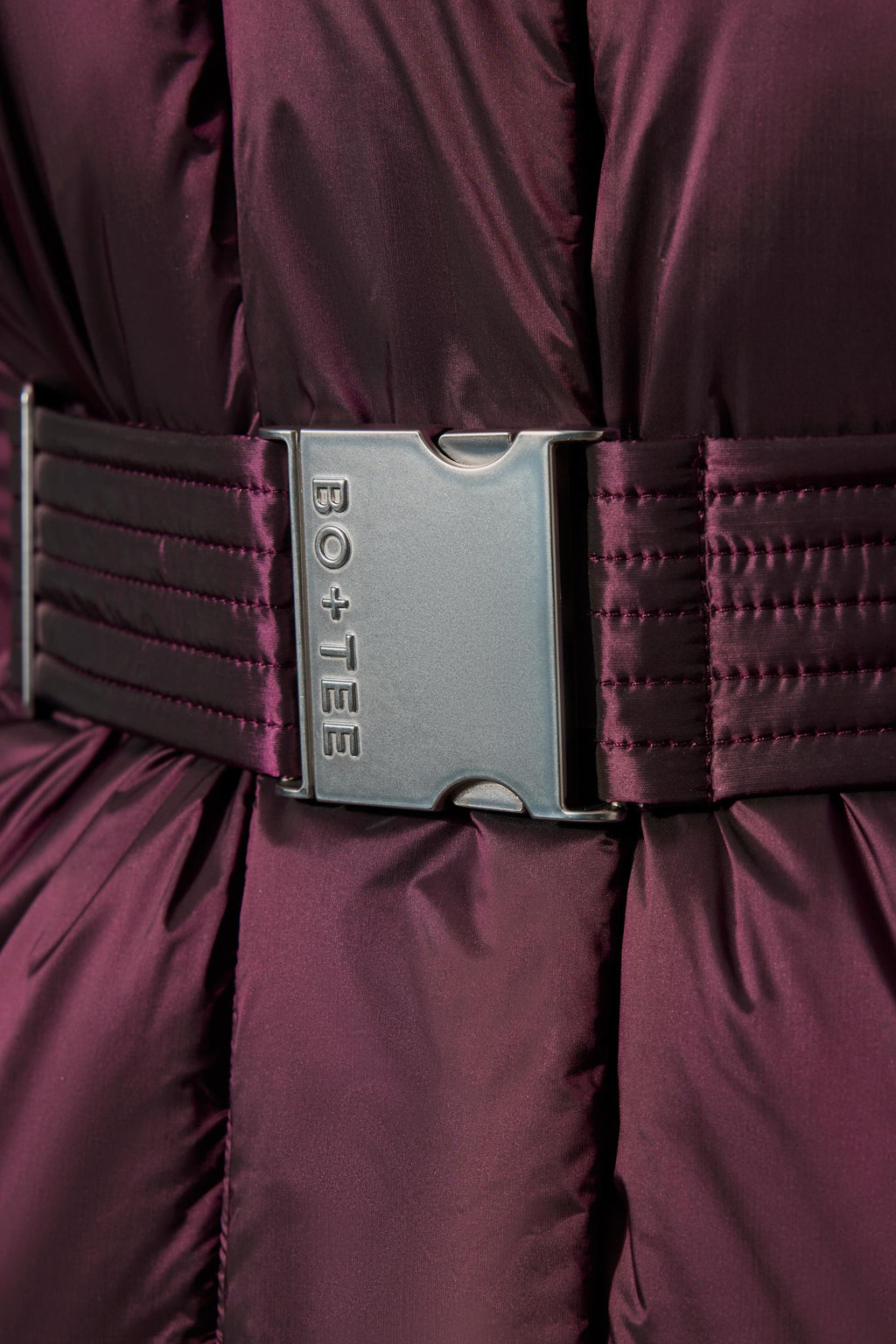 Waterproof Belted Oversized Ski Jacket in Burgundy