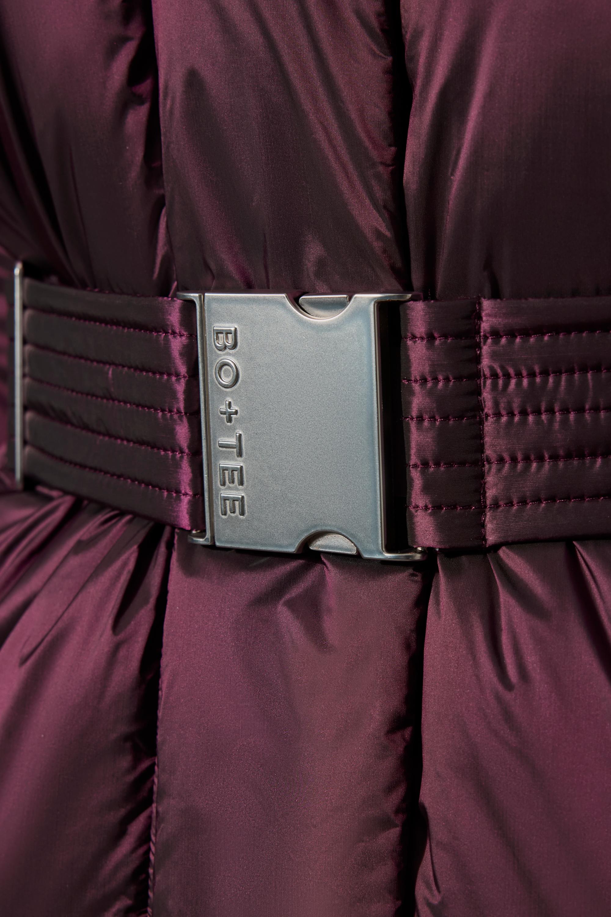 Waterproof Belted Oversized Ski Jacket in Burgundy